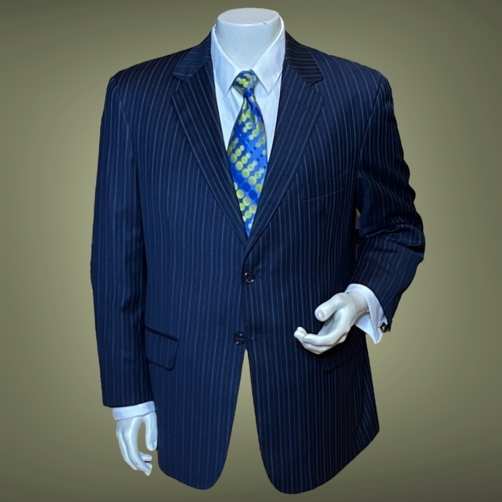Edward Baumann Clothiers Men’s Black Pinstripe Blazer - Approximate Size 46”
